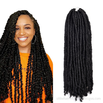 18 inch Black Brown Long Bohemian Locs Women Faux Dreadlocks Braids Goddess Faux Locs Synthetic Crochet Braiding Hair Extensions